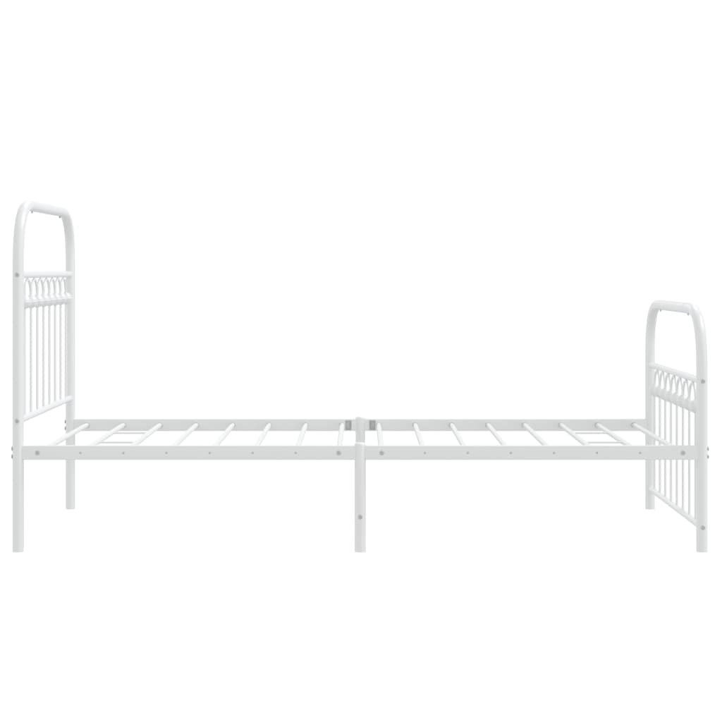 Sengeramme i metall med hode- og fotgavl hvit 90x200 cm