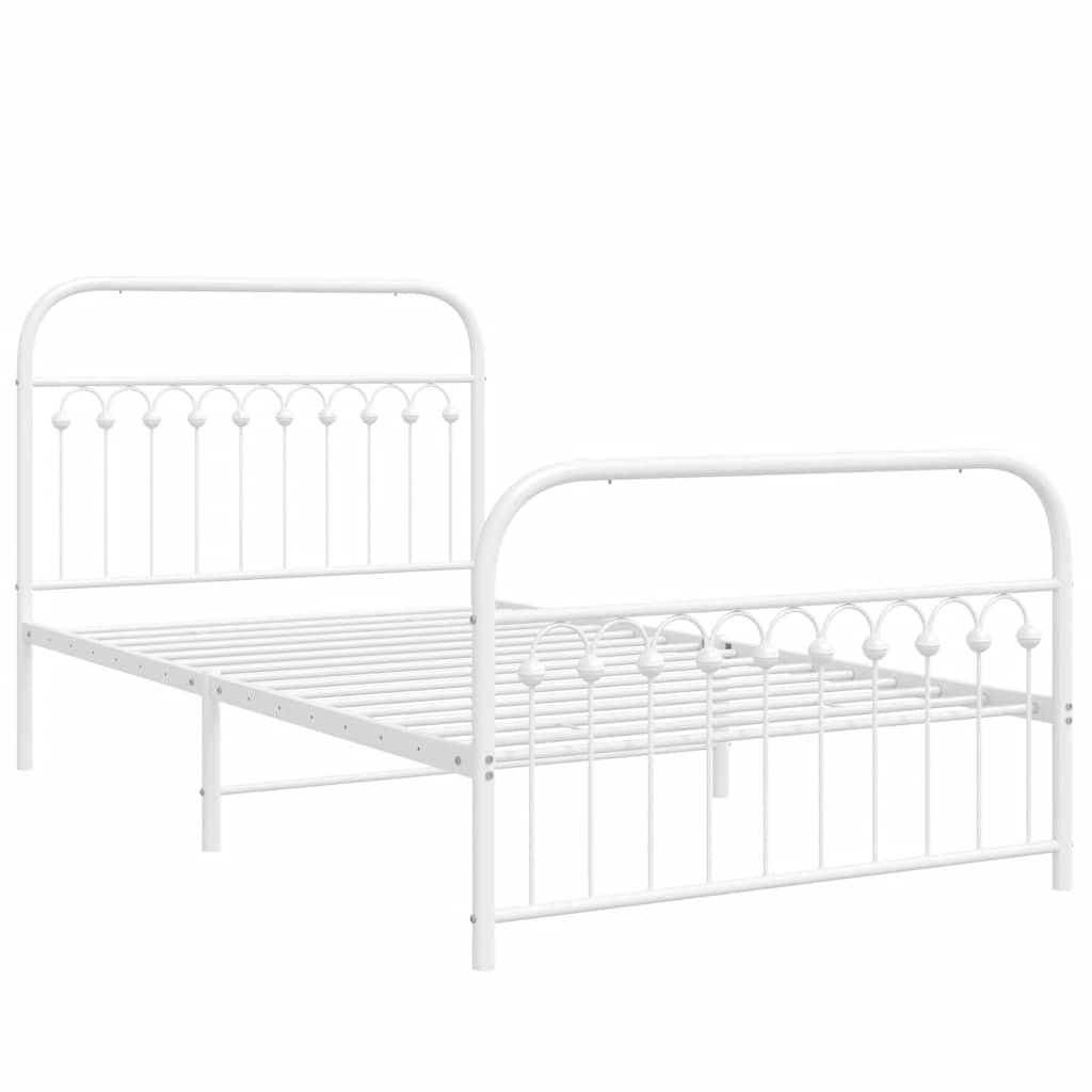 Sengeramme i metall med hode- og fotgavl hvit 107x203 cm