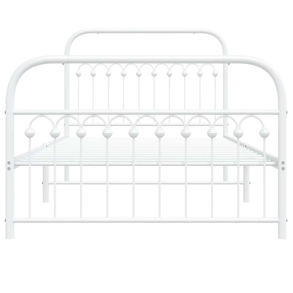 Sengeramme i metall med hode- og fotgavl hvit 107x203 cm
