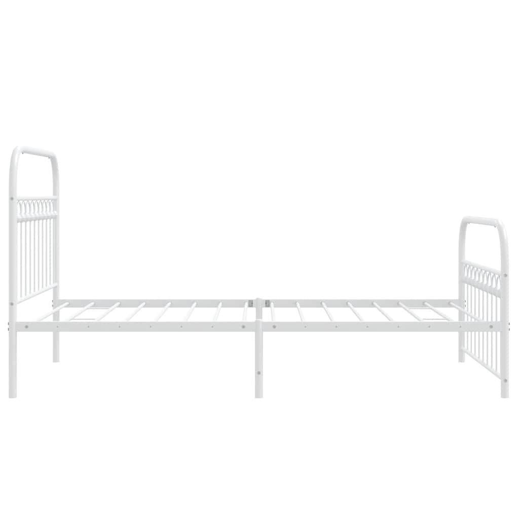 Sengeramme i metall med hode- og fotgavl hvit 107x203 cm