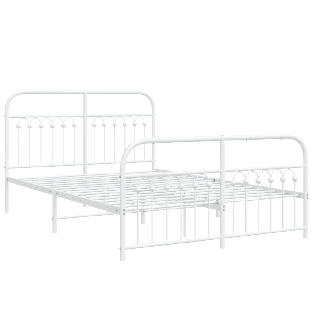 Sengeramme i metall med hode- og fotgavl hvit 137x190 cm