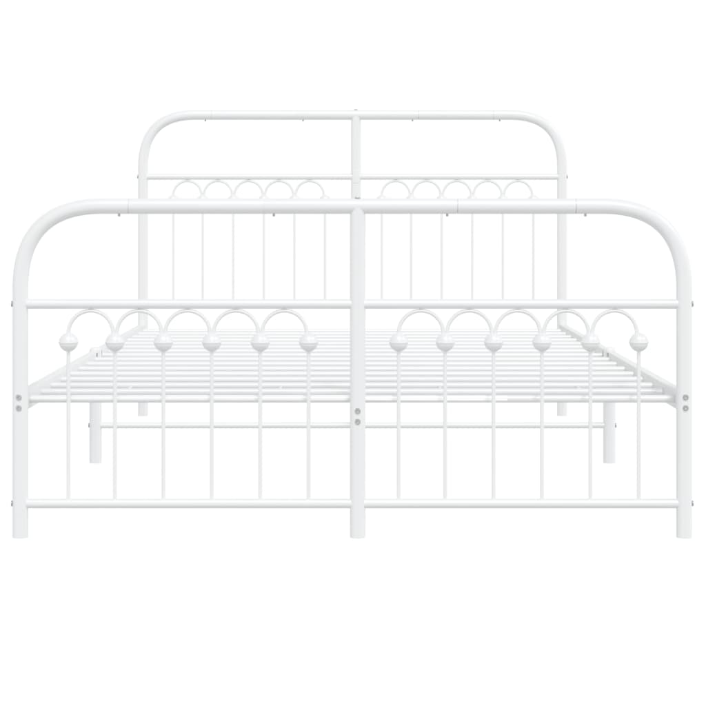 Sengeramme i metall med hode- og fotgavl hvit 137x190 cm