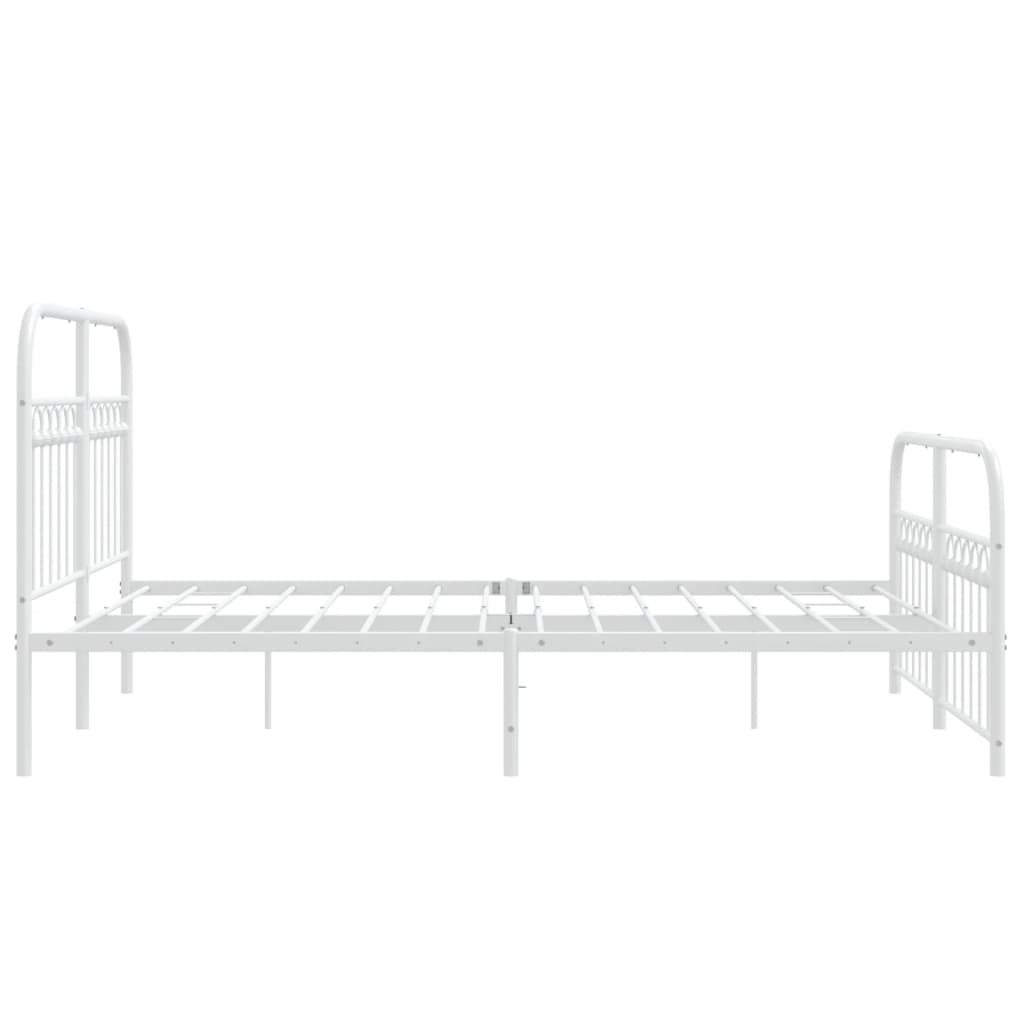 Sengeramme i metall med hode- og fotgavl hvit 137x190 cm