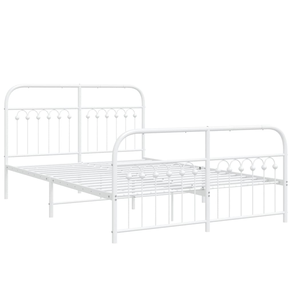 Sengeramme i metall med hode- og fotgavl hvit 140x200 cm