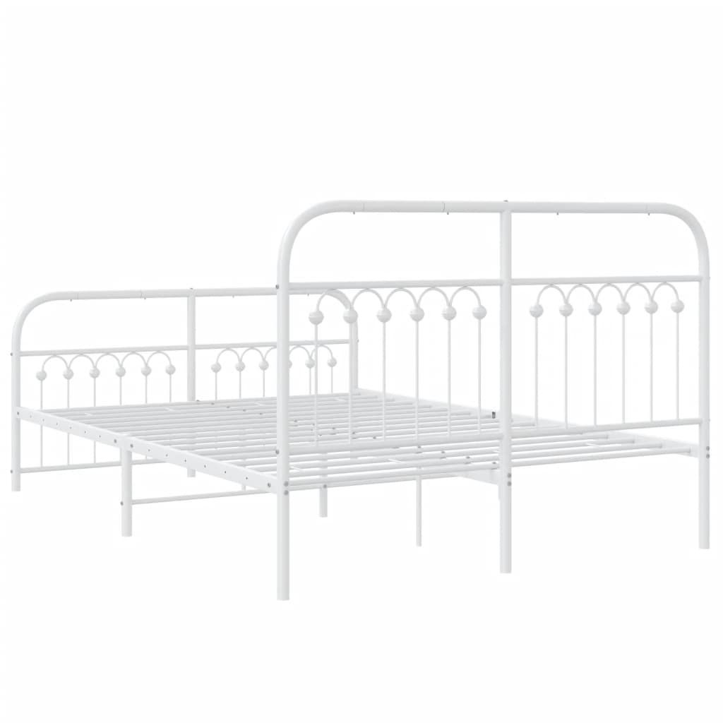Sengeramme i metall med hode- og fotgavl hvit 140x200 cm