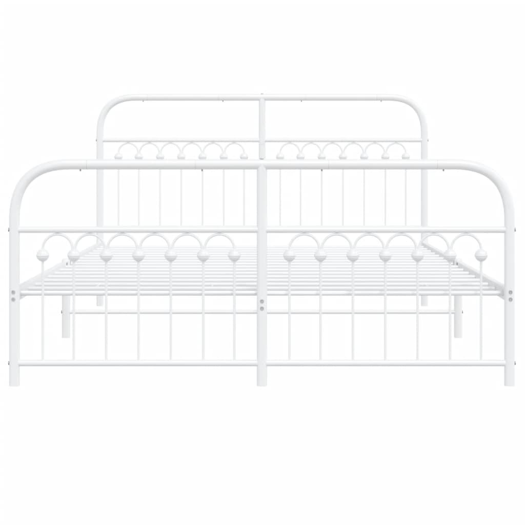 Sengeramme i metall med hode- og fotgavl hvit 150x200 cm