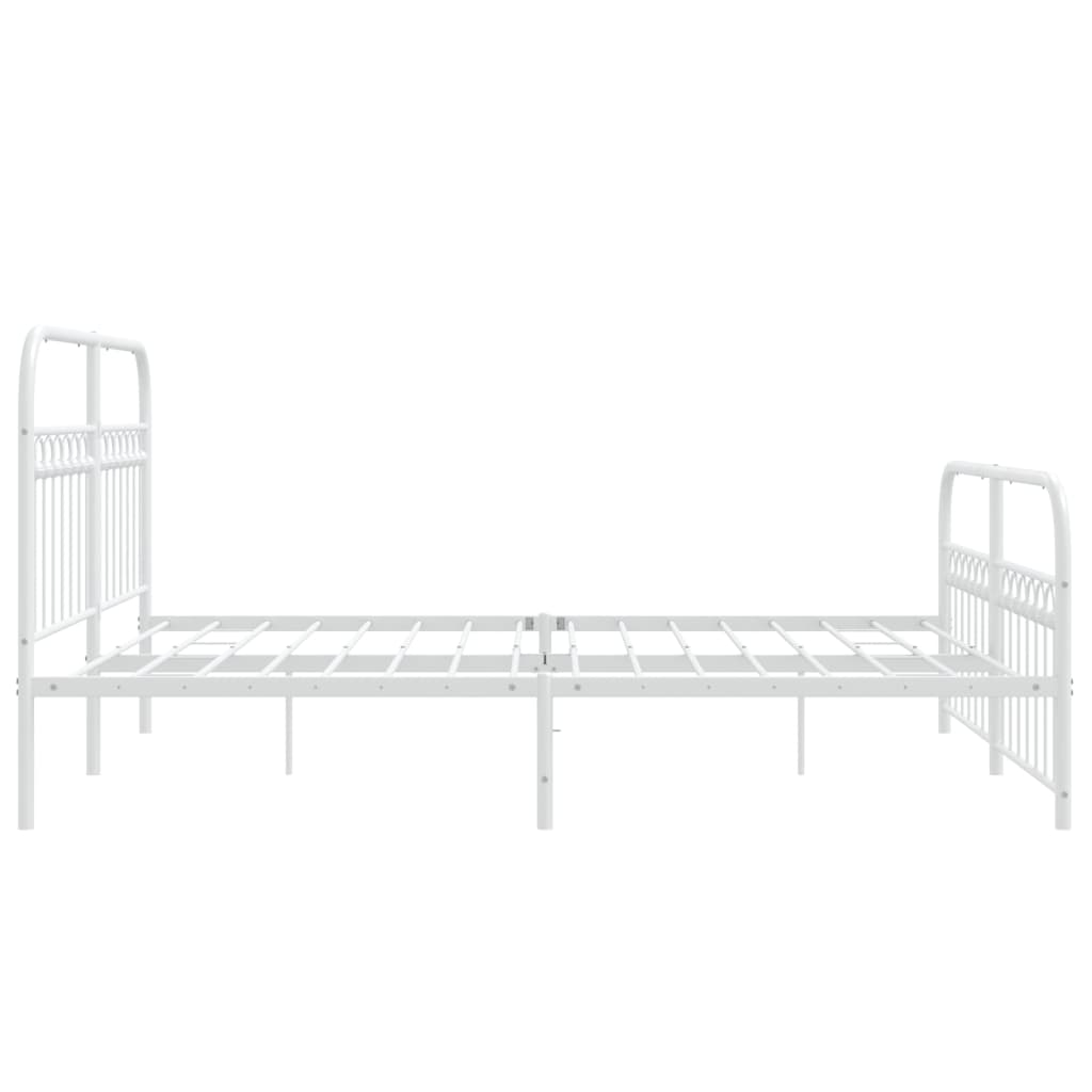 Sengeramme i metall med hode- og fotgavl hvit 150x200 cm