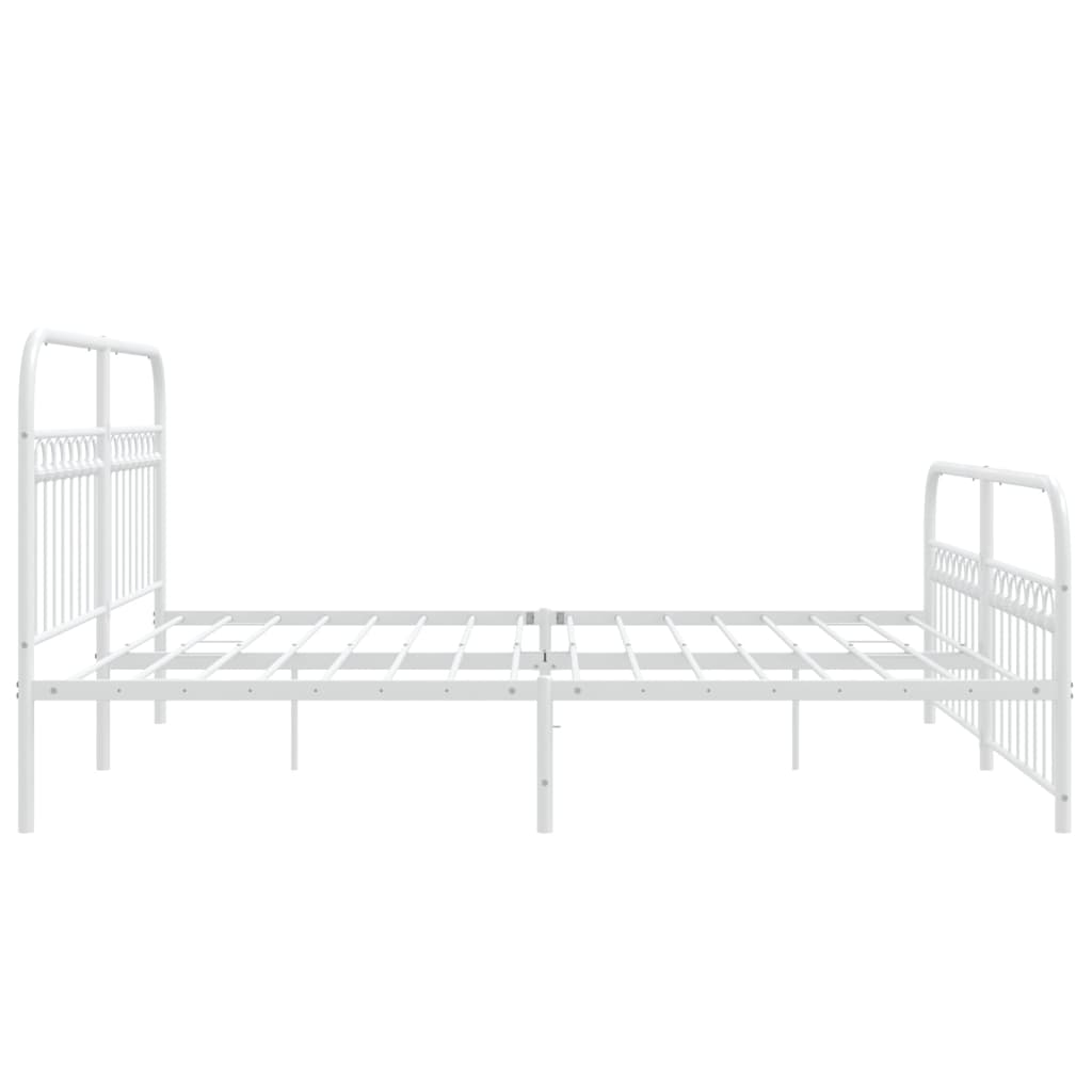 Sengeramme i metall med hode- og fotgavl hvit 183x203 cm