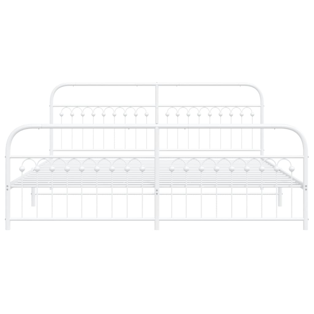 Sengeramme i metall med hode- og fotgavl hvit 193x203 cm