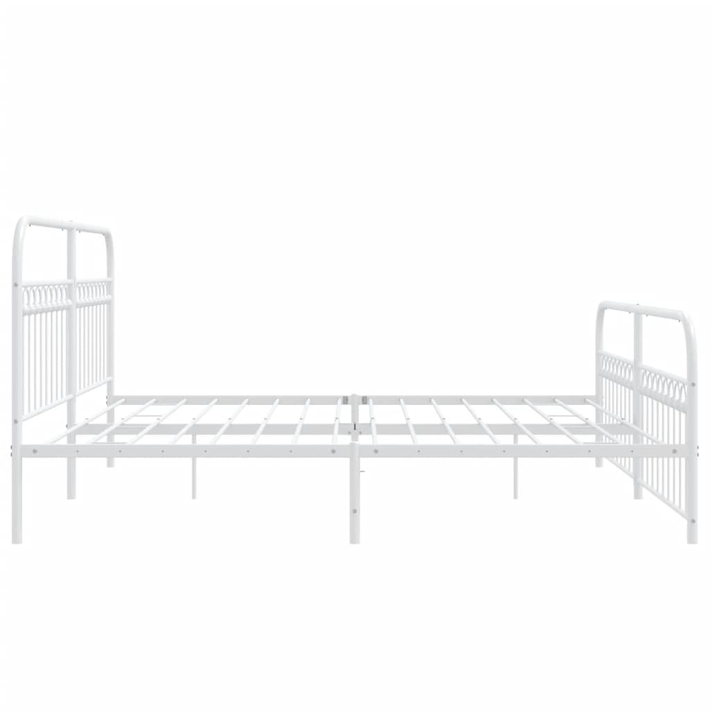 Sengeramme i metall med hode- og fotgavl hvit 193x203 cm