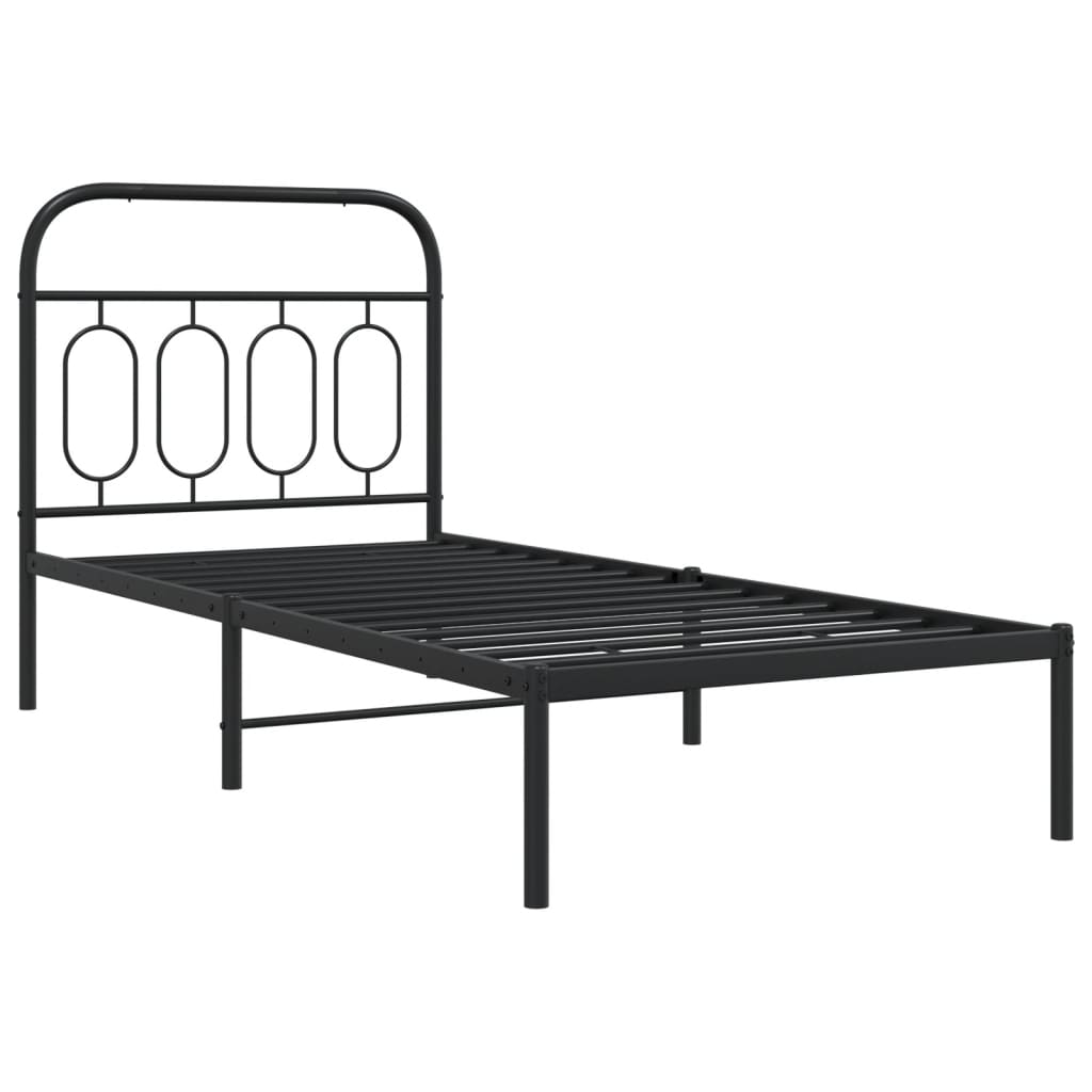 Sengeramme i metall med hodegavl svart 90x190 cm