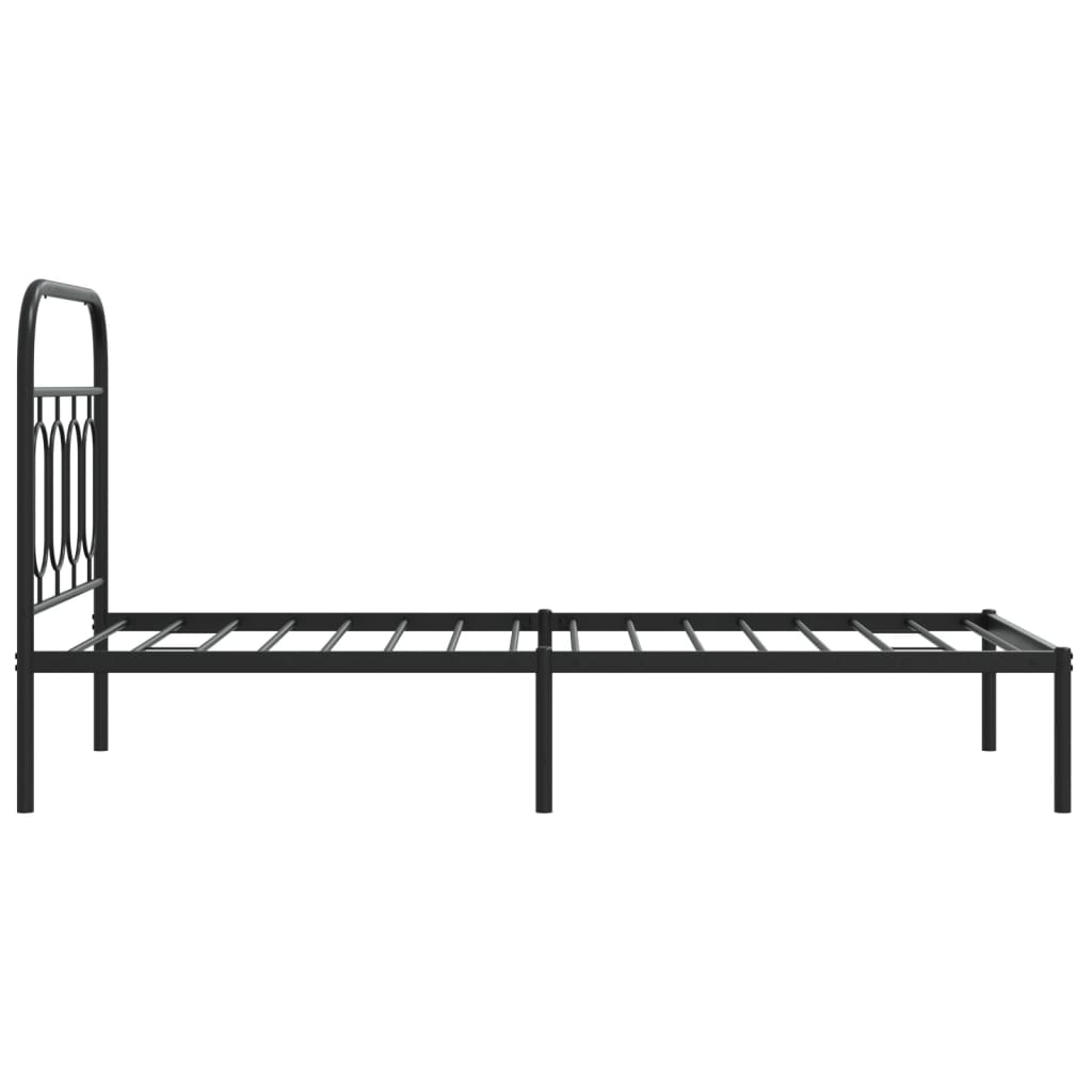 Sengeramme i metall med hodegavl svart 90x190 cm