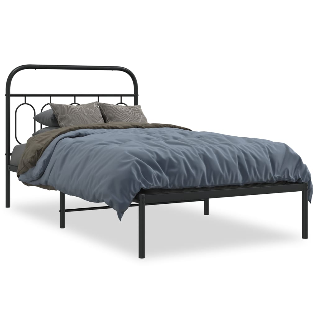 Sengeramme i metall med hodegavl svart 100x190 cm