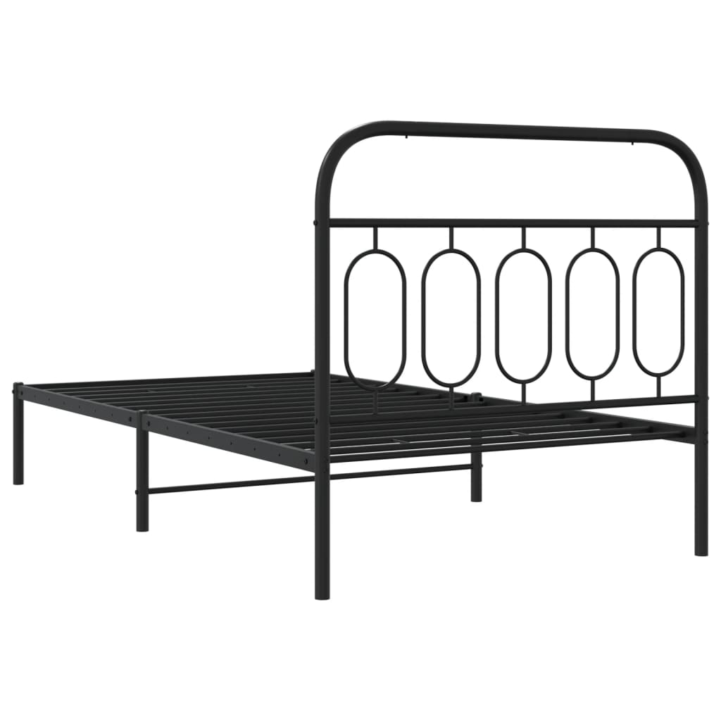 Sengeramme i metall med hodegavl svart 107x203 cm