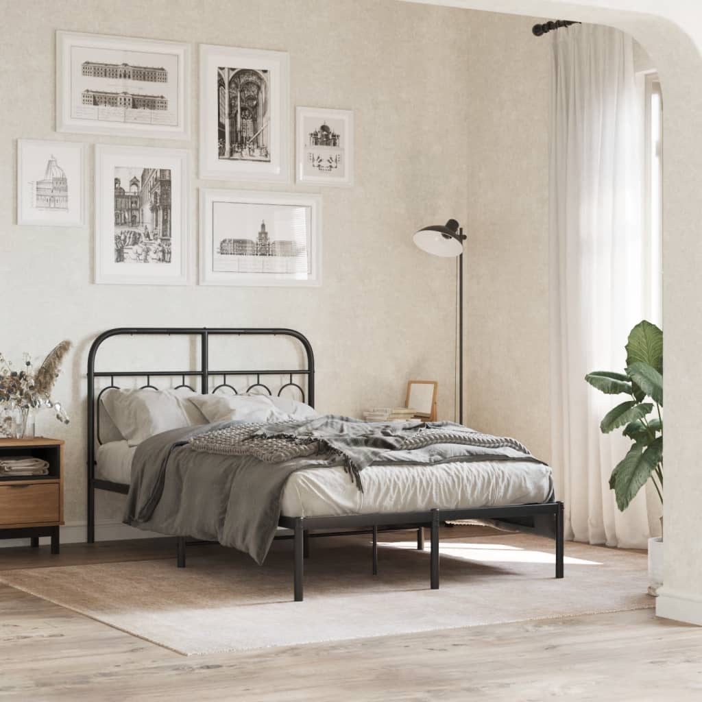 Sengeramme i metall med hodegavl svart 120x190 cm