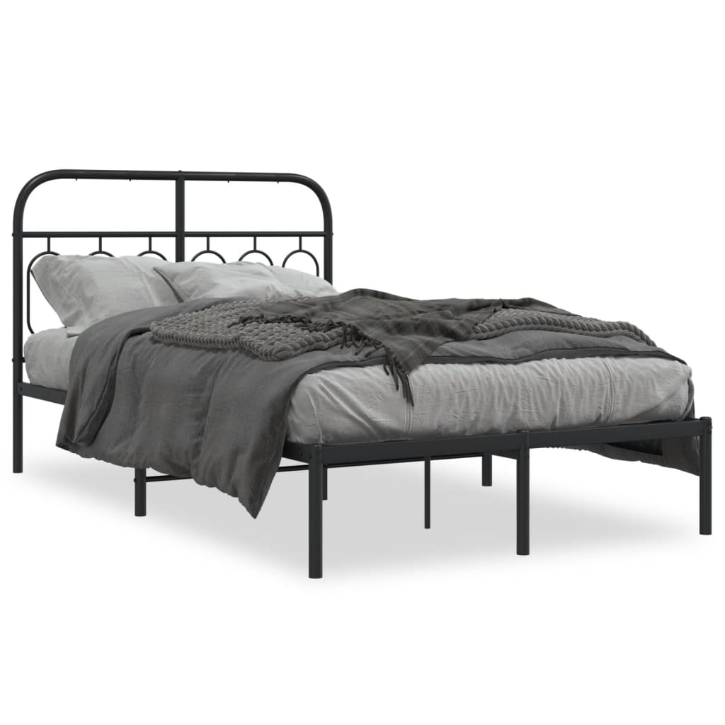 Sengeramme i metall med hodegavl svart 120x190 cm
