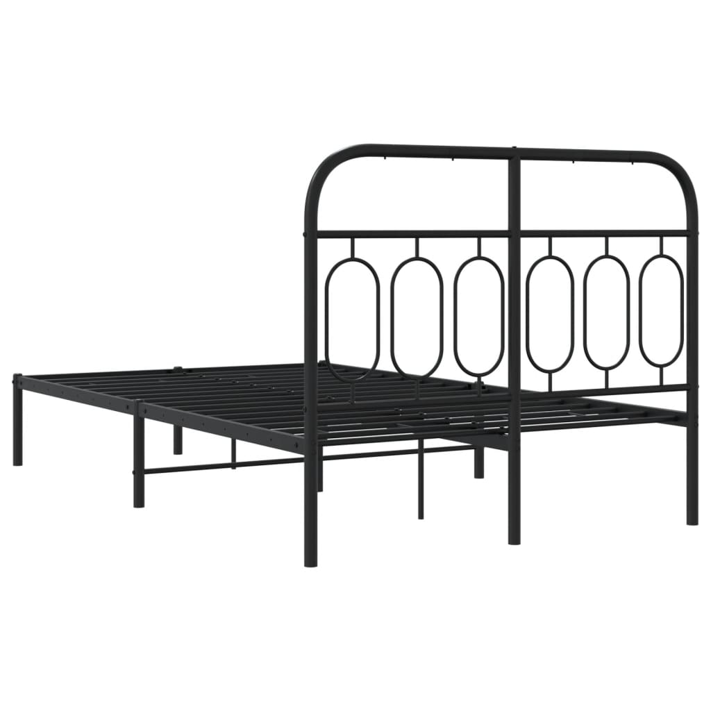 Sengeramme i metall med sengegavl svart 120x200 cm