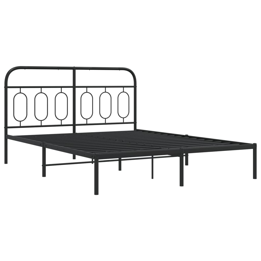 Sengeramme i metall med sengegavl svart 140x200 cm