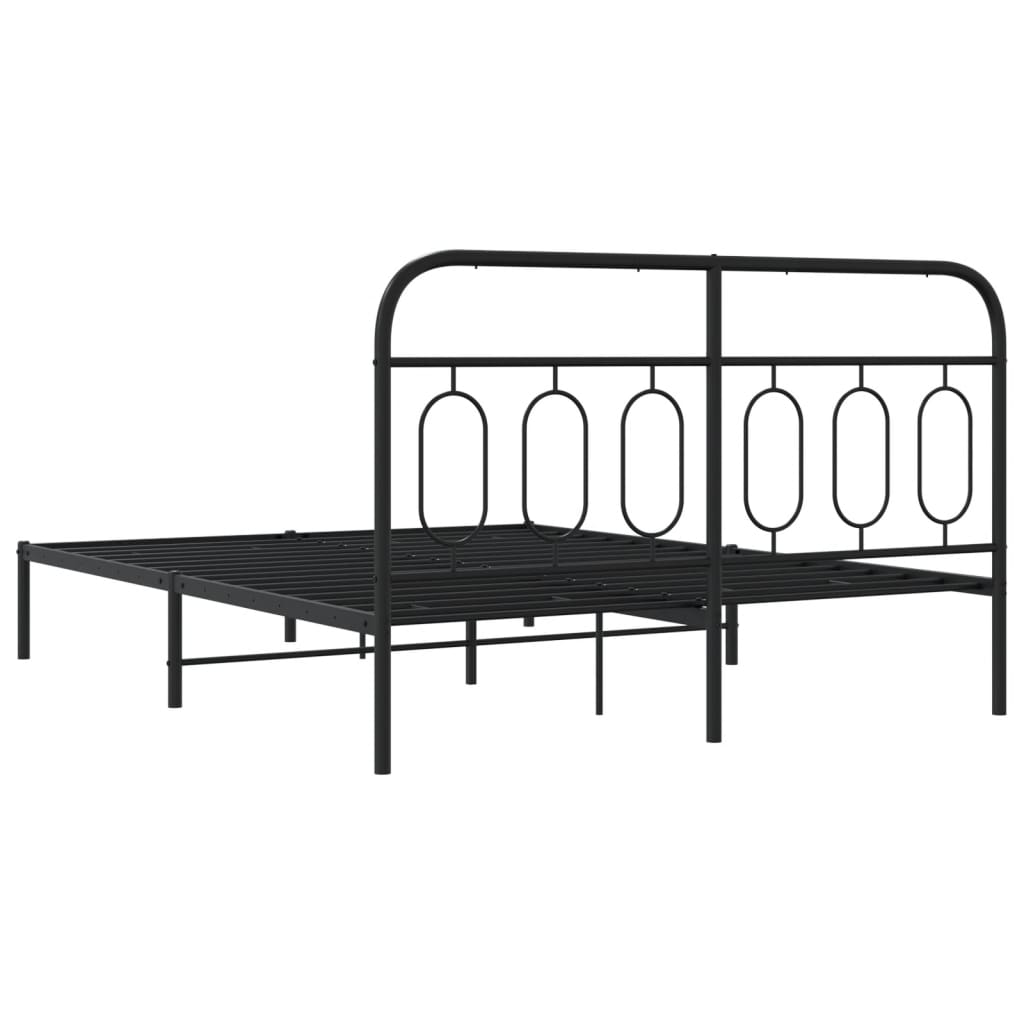 Sengeramme i metall med sengegavl svart 140x200 cm