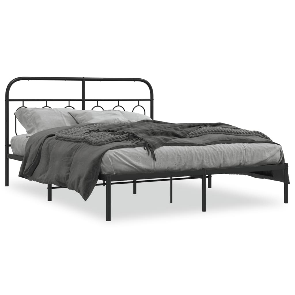 Sengeramme i metall med sengegavl svart 140x200 cm