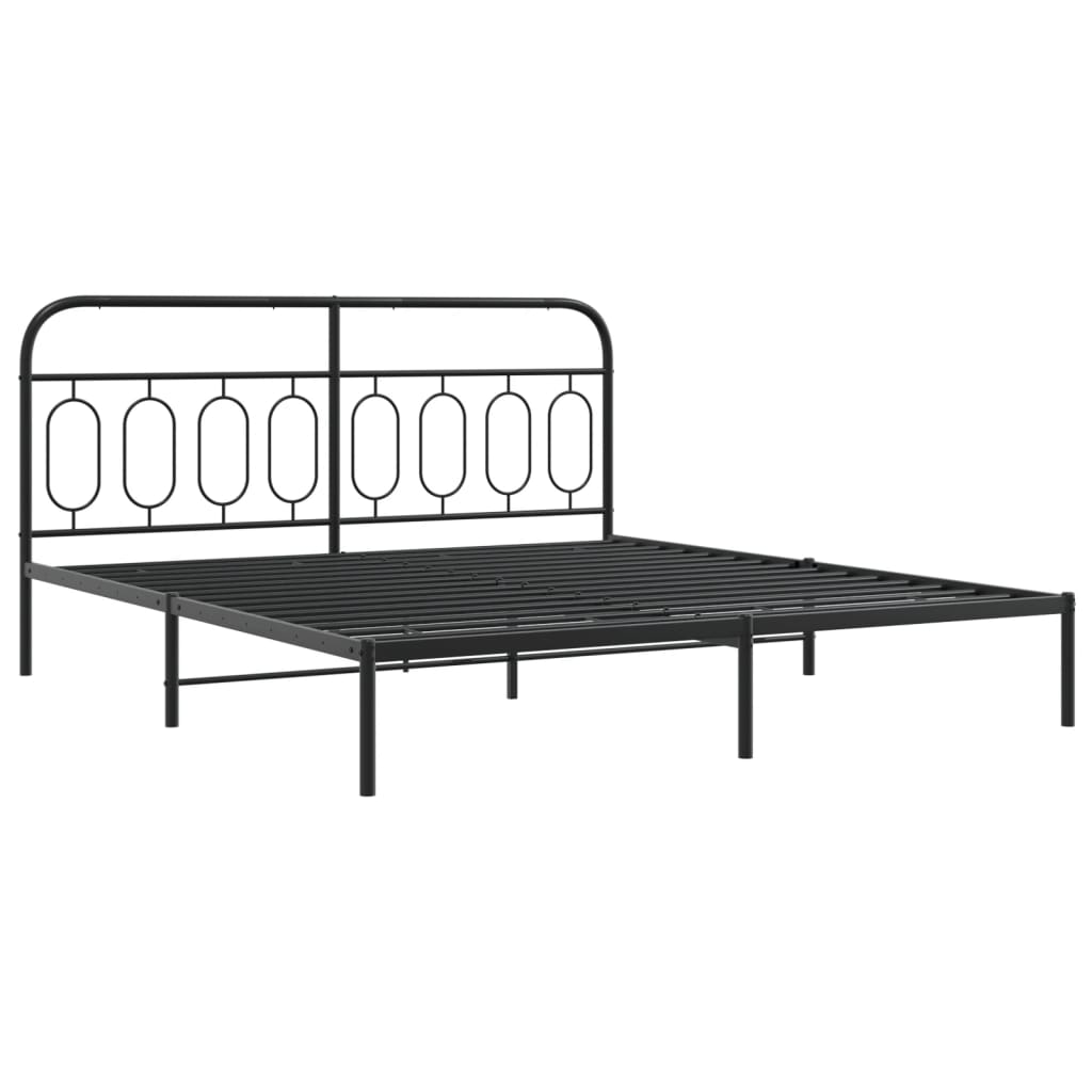 Sengeramme i metall med sengegavl svart 183x213 cm