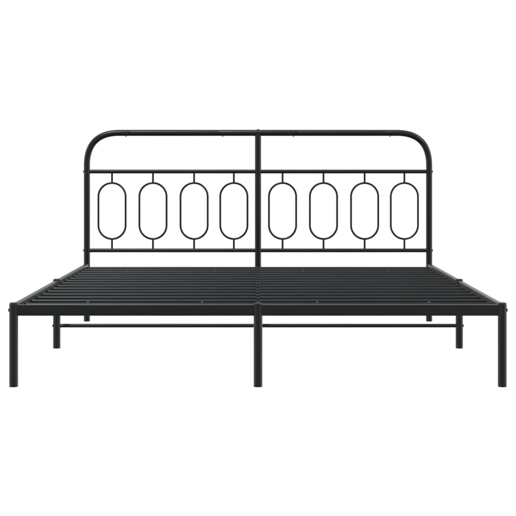 Sengeramme i metall med sengegavl svart 183x213 cm