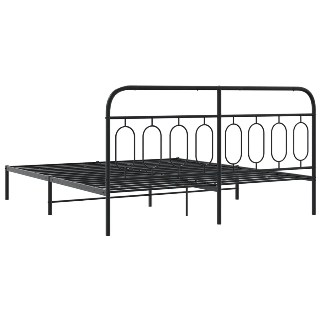 Sengeramme i metall med sengegavl svart 183x213 cm