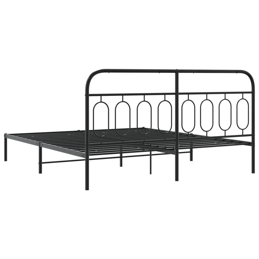 Sengeramme i metall med sengegavl svart 193x203 cm