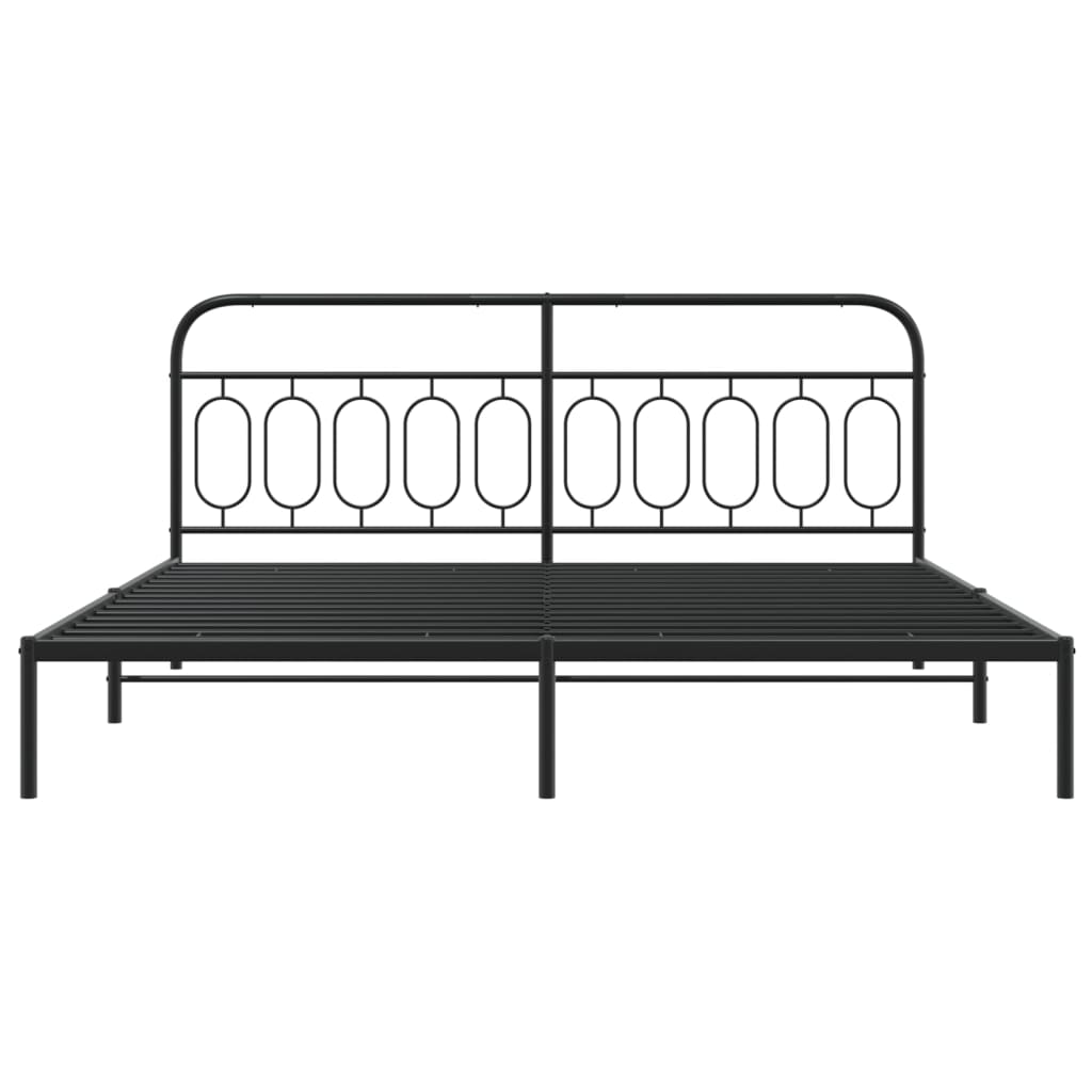 Sengeramme i metall med sengegavl svart 200x200 cm