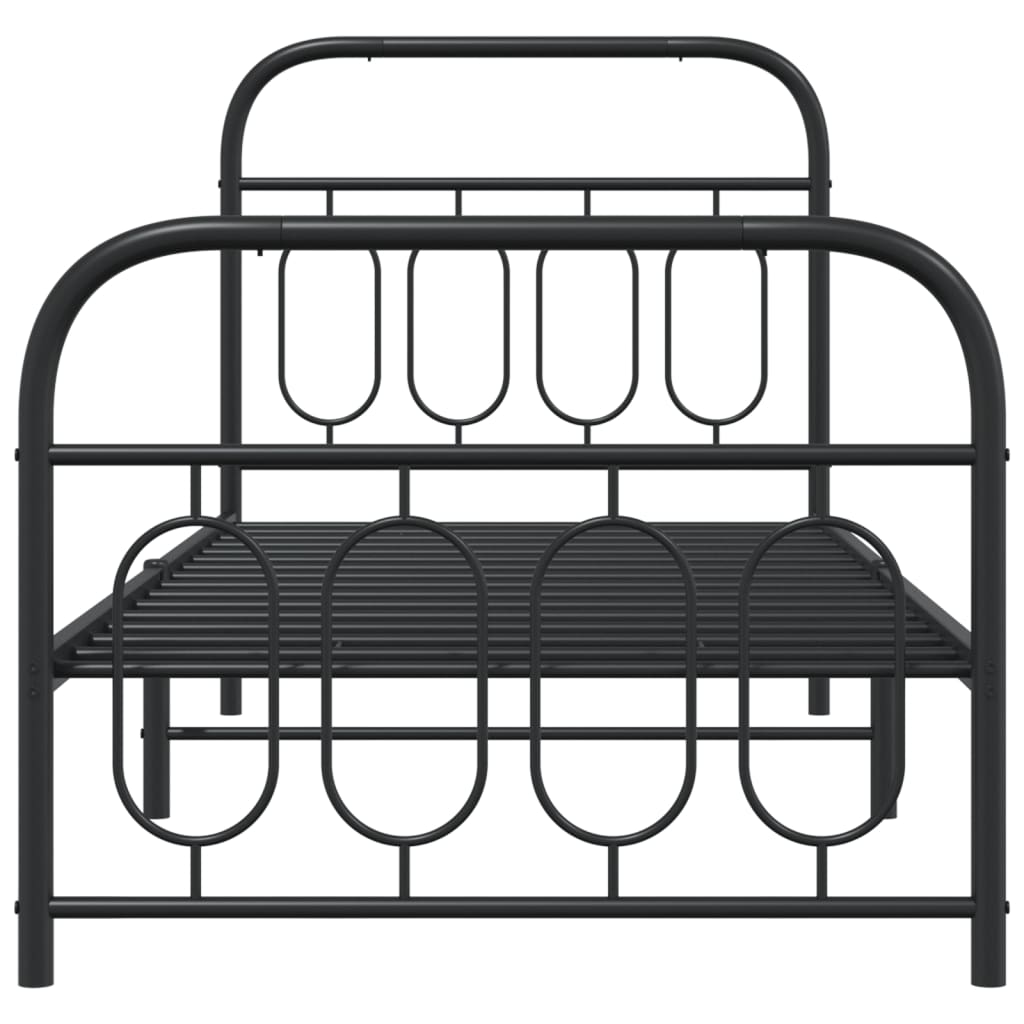 Sengeramme i metall med hode- og fotgavl svart 90x200 cm