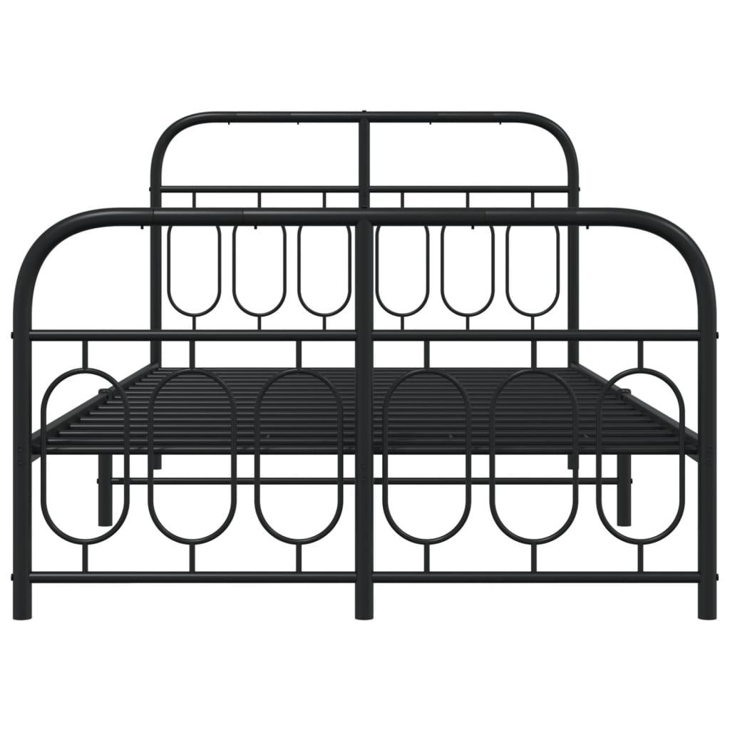 Sengeramme i metall med hode- og fotgavl svart 120x190 cm