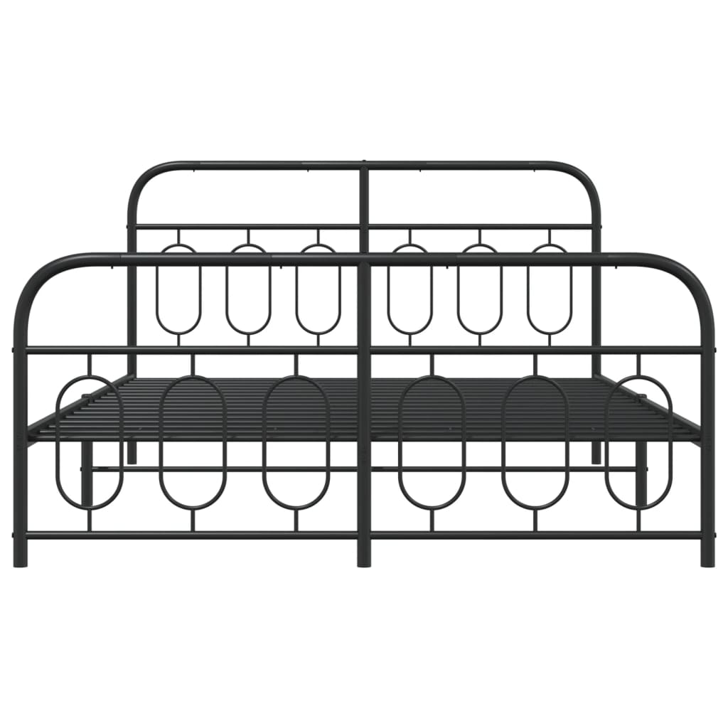 Sengeramme i metall med hode- og fotgavl svart 135x190 cm