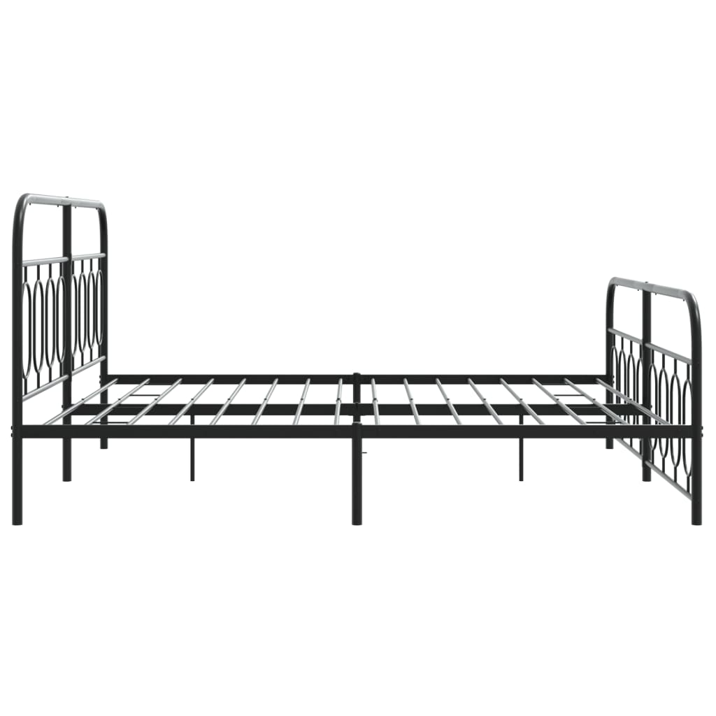 Sengeramme i metall med hode- og fotgavl svart 183x213 cm