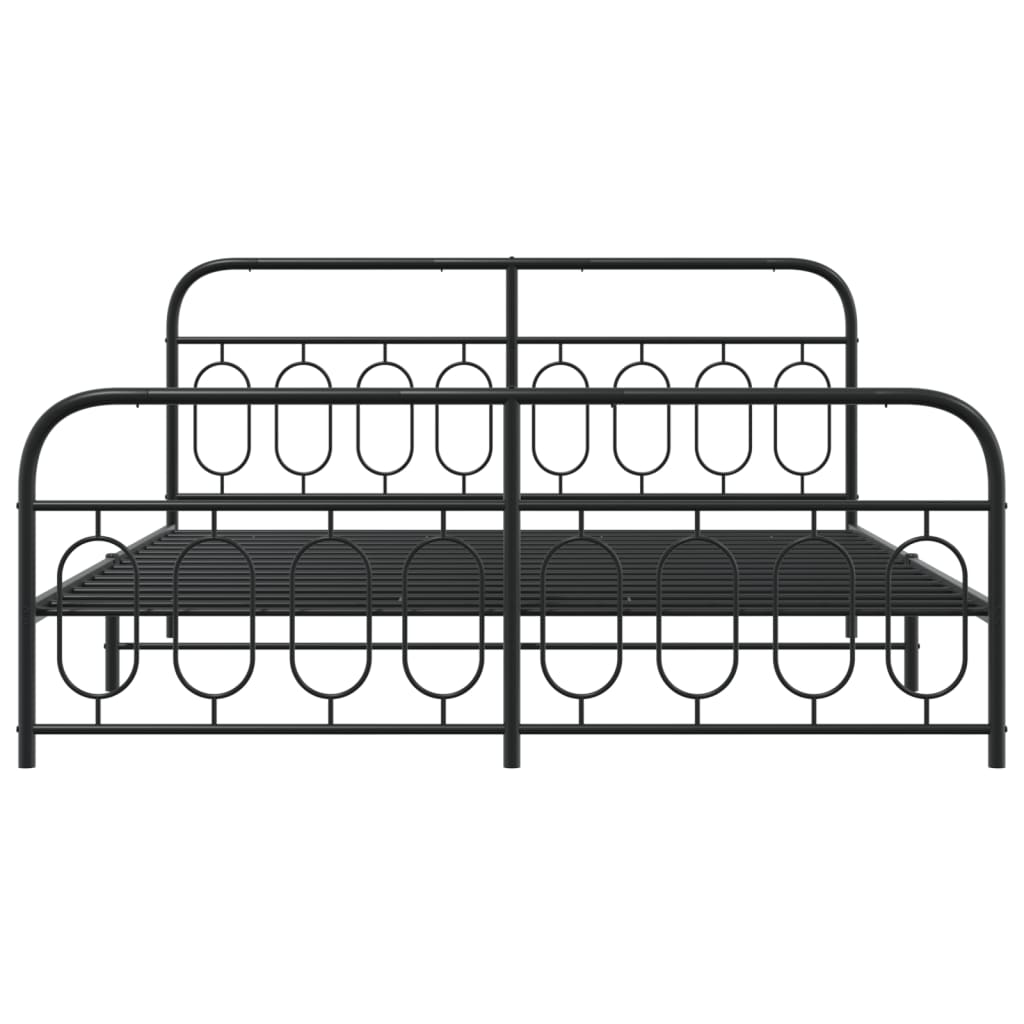 Sengeramme i metall med hode- og fotgavl svart 193x203 cm