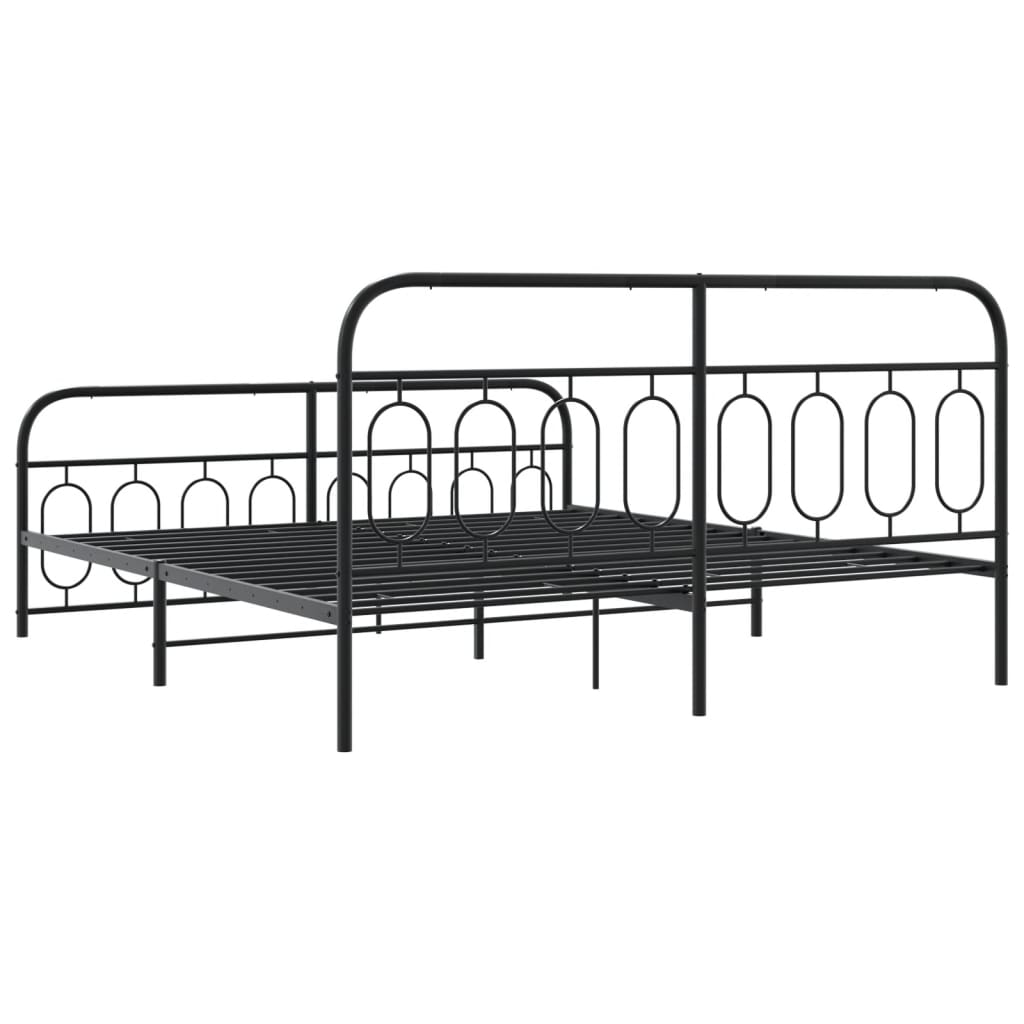 Sengeramme i metall med hode- og fotgavl svart 193x203 cm