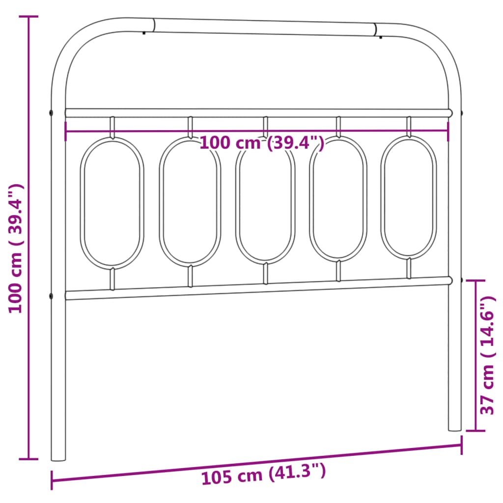Utskiftbar sengegavl i metall svart 100 cm