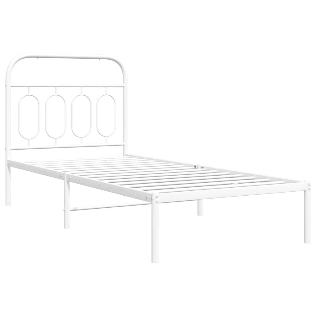 Sengeramme i metall med hodegavl hvit 80x200 cm