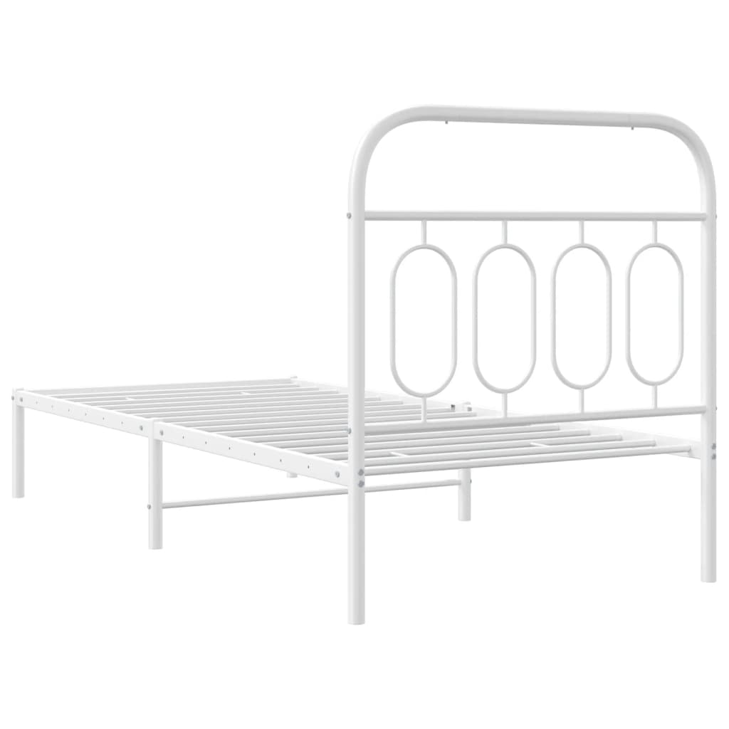 Sengeramme i metall med hodegavl hvit 80x200 cm