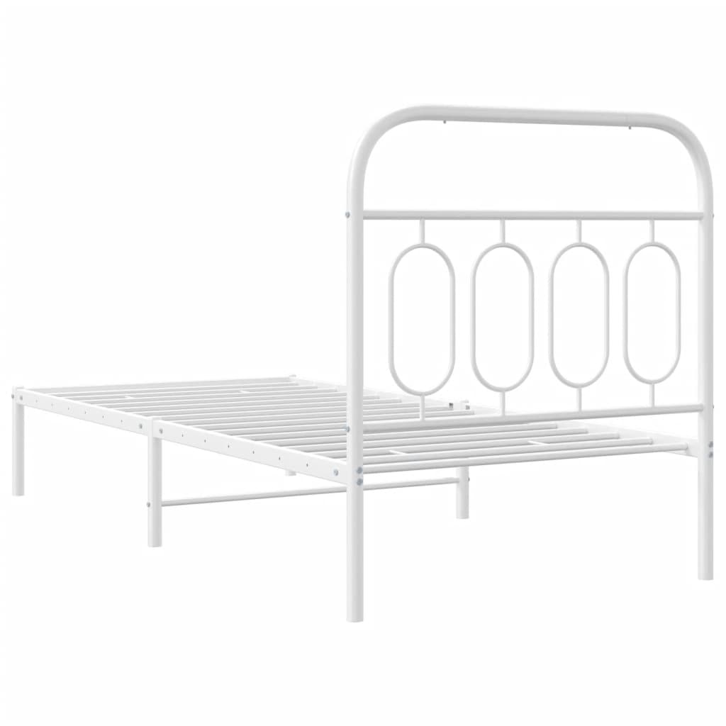 Sengeramme i metall med hodegavl hvit 90x190 cm