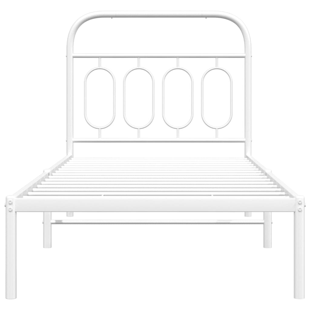 Sengeramme i metall med hodegavl hvit 90x200 cm