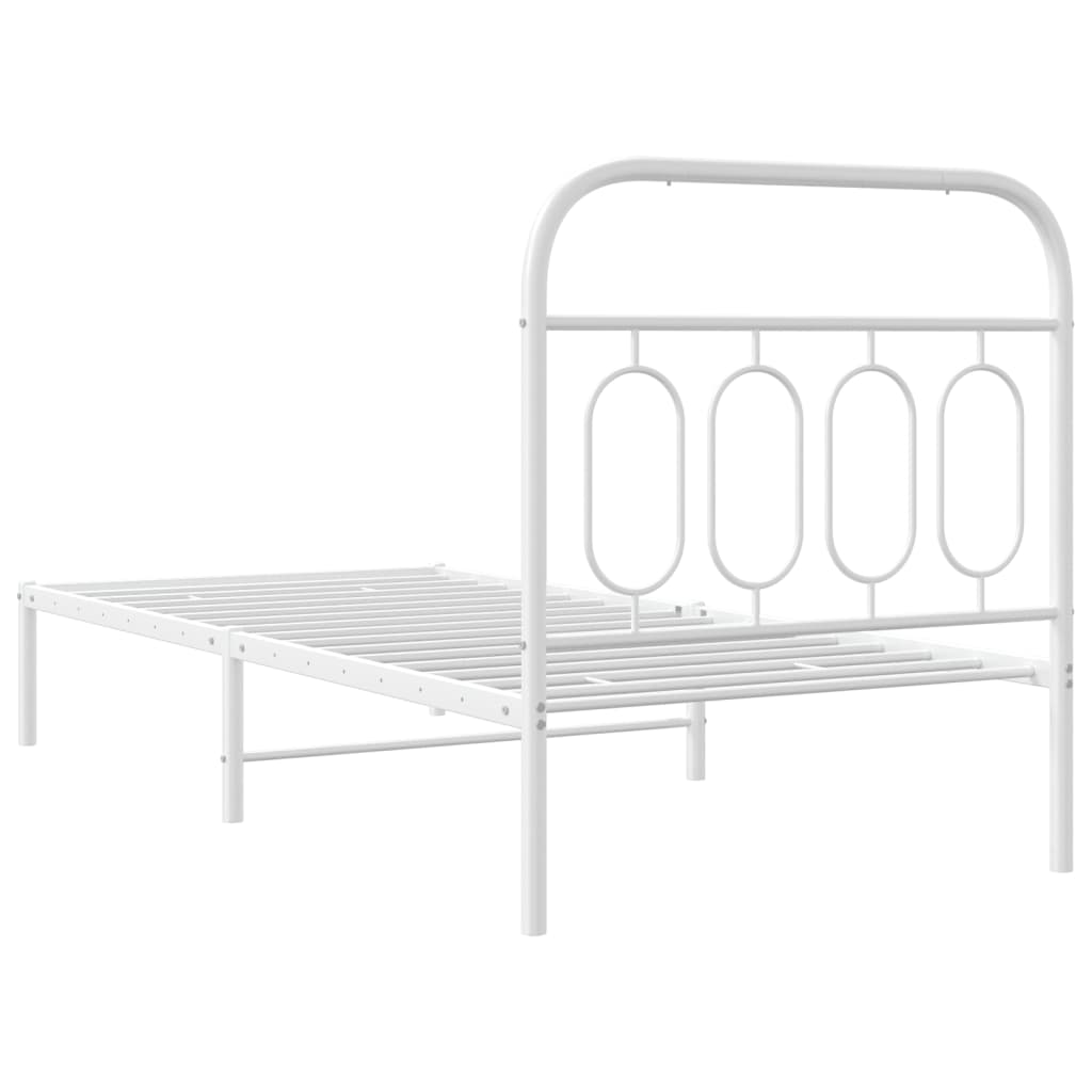 Sengeramme i metall med hodegavl hvit 90x200 cm