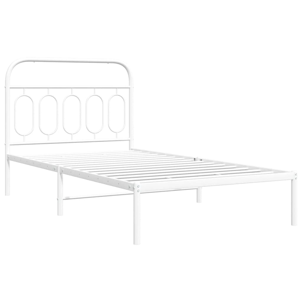 Sengeramme i metall med hodegavl hvit 100x190 cm