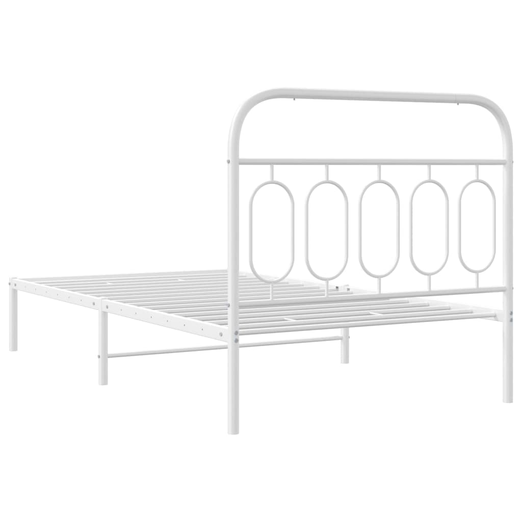 Sengeramme i metall med hodegavl hvit 100x200 cm