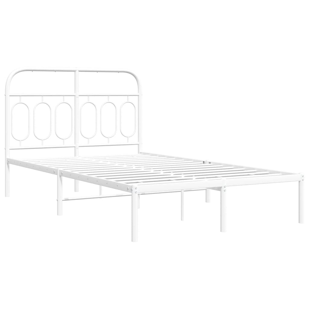 Sengeramme i metall med hodegavl hvit 120x200 cm