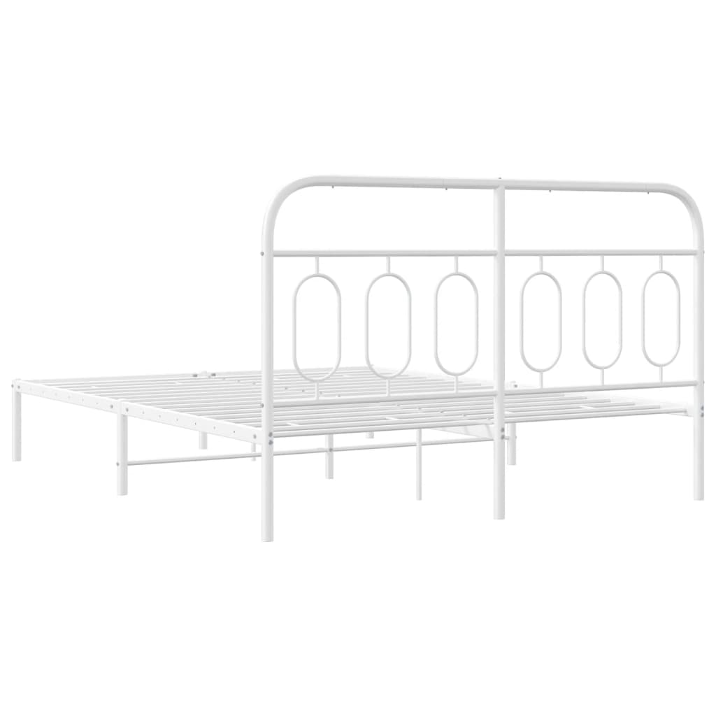 Sengeramme i metall med hodegavl hvit 135x190 cm
