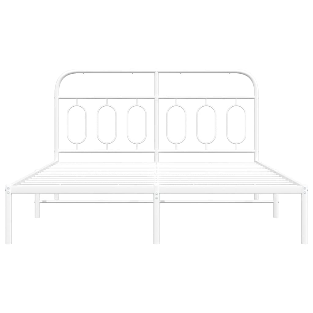 Sengeramme i metall med hodegavl hvit 140x190 cm