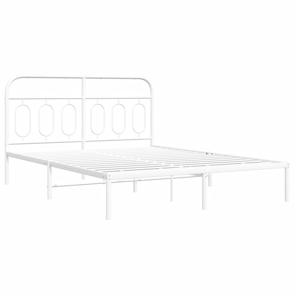 Sengeramme i metall med hodegavl hvit 140x200 cm
