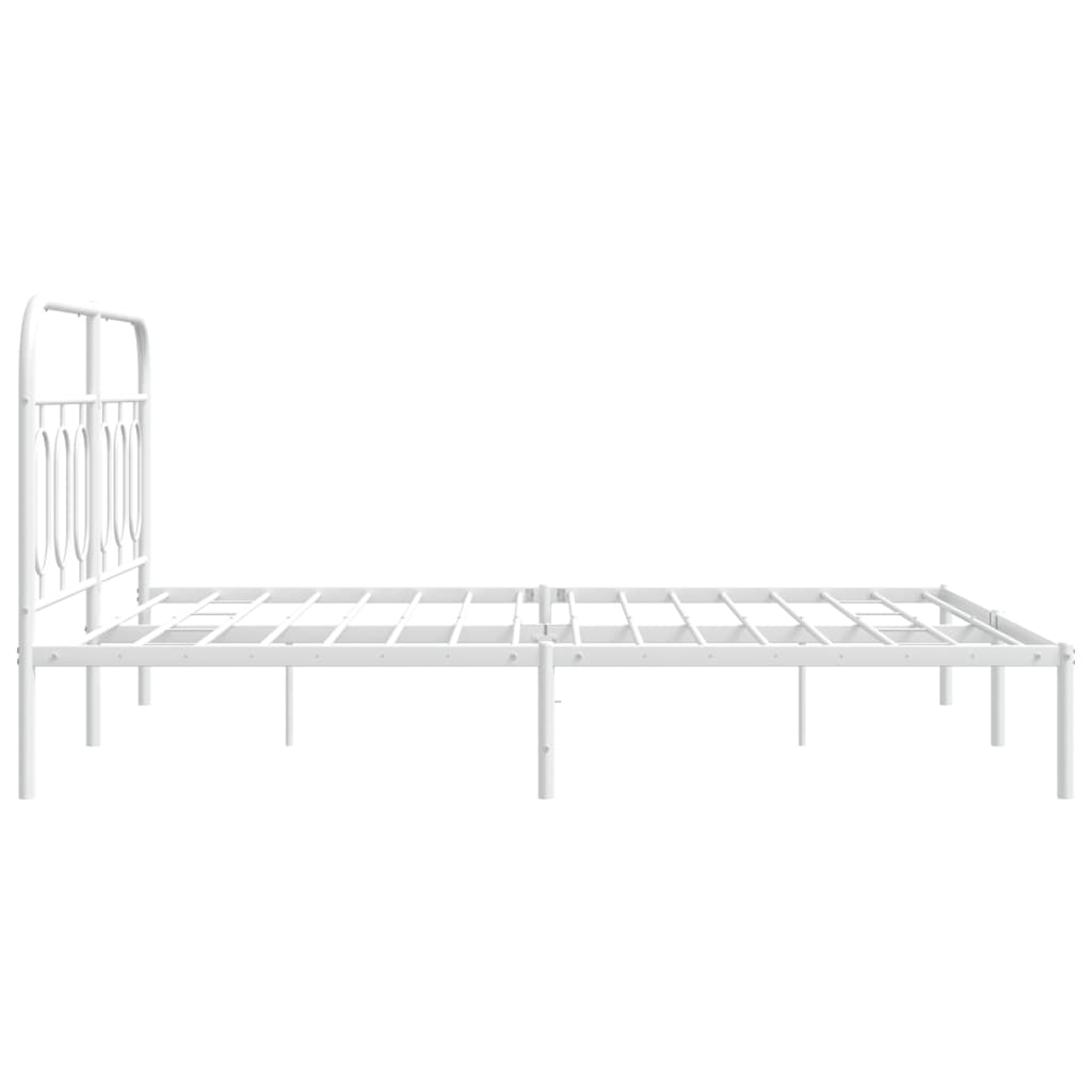 Sengeramme i metall med sengegavl hvit 150x200 cm