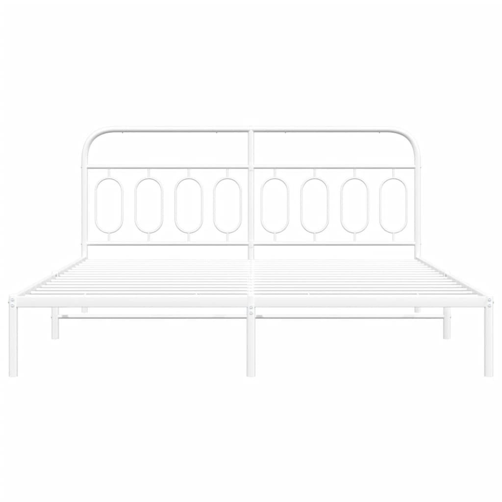 Sengeramme i metall med hodegavl hvit 183x213 cm