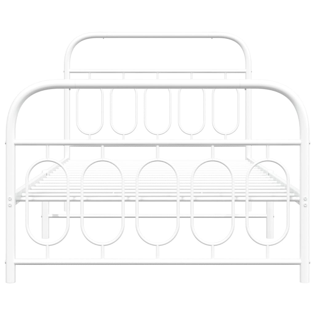 Sengeramme i metall med hode- og fotgavl hvit 100x190 cm